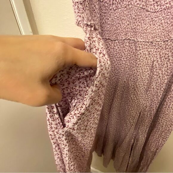 Old Navy Smocke fairy boho lavender Floral Maxi Dress baby doll flounce plus XXL - Picture 9 of 13